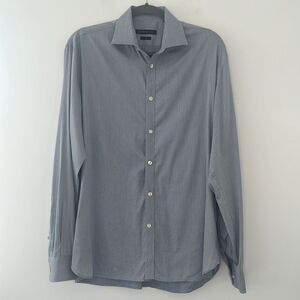 John Varvatos USA Men's Blue Plaid Button Down Medium Slim Fit 15 1/2 34/35